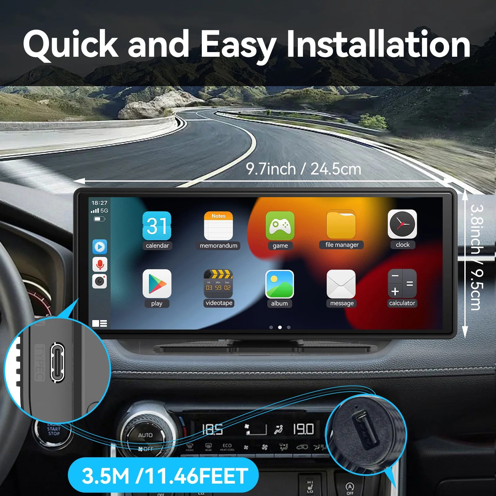 Carplay portable universel pour écran de voiture, écran Carplay sans fil stéréo de voiture sans fil avec Carplay Android Auto, écran tactile de voiture Carplay portable universel pour écran de voiture, écran Carplay sans fil stéréo de voiture sans fil avec Carplay Android Auto, écran tactile de voiture