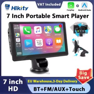 Hikity-Lecteur MP5 Carplay Portable pour Voiture, 7 Pouces, Intelligent, Compatible avec Android Auto, Apple Aiplay, Bluetooth, Musique