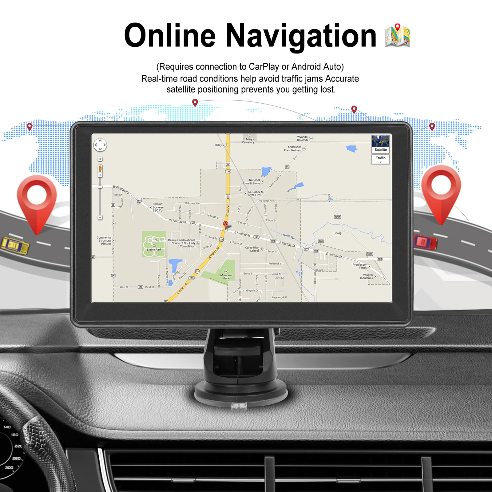 Hikity-Lecteur MP5 Carplay Portable pour Voiture, 7 Pouces, Intelligent, Compatible avec Android Auto, Apple Aiplay, Bluetooth, Musique