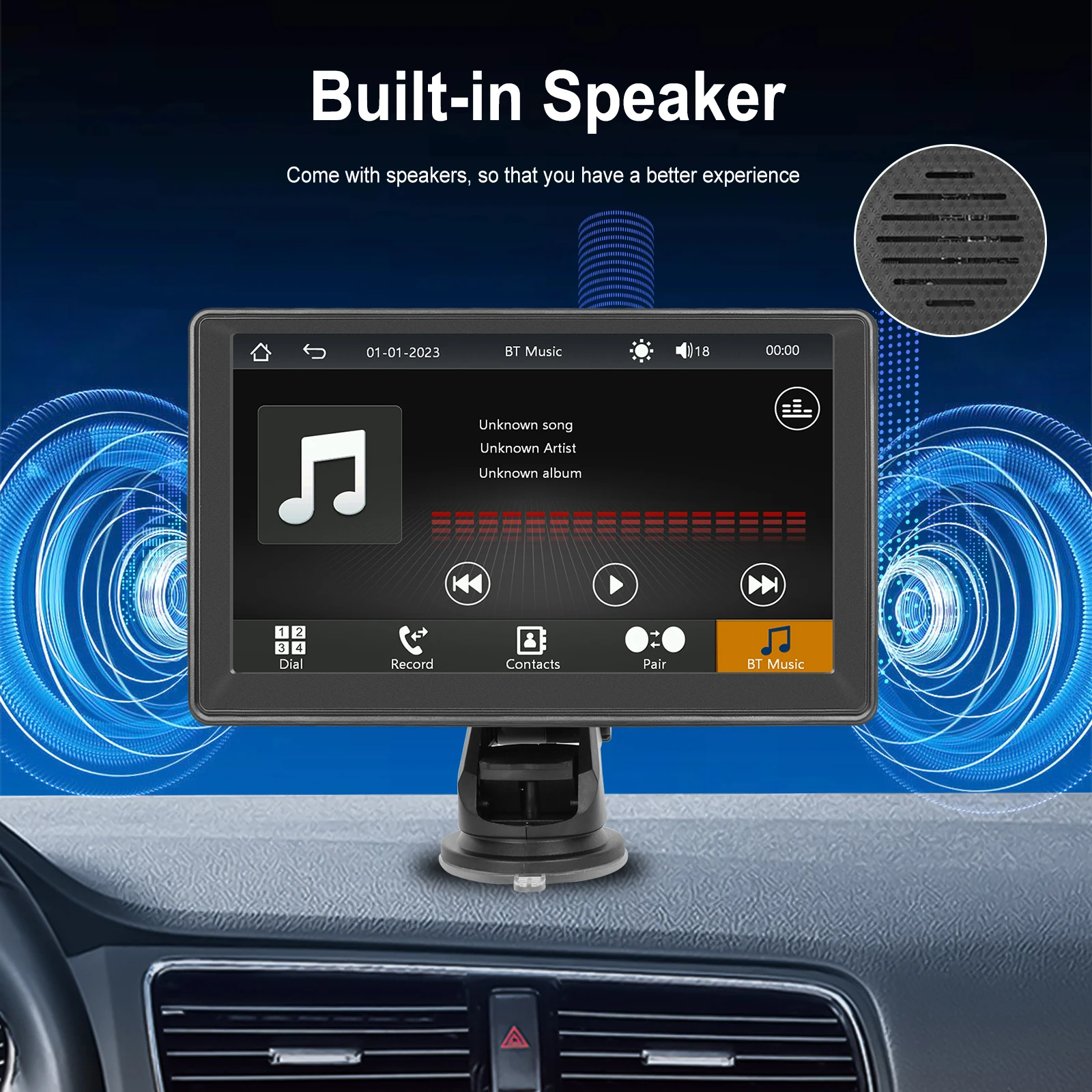 Hikity-Lecteur MP5 Carplay Portable pour Voiture, 7 Pouces, Intelligent, Compatible avec Android Auto, Apple Aiplay, Bluetooth, Musique