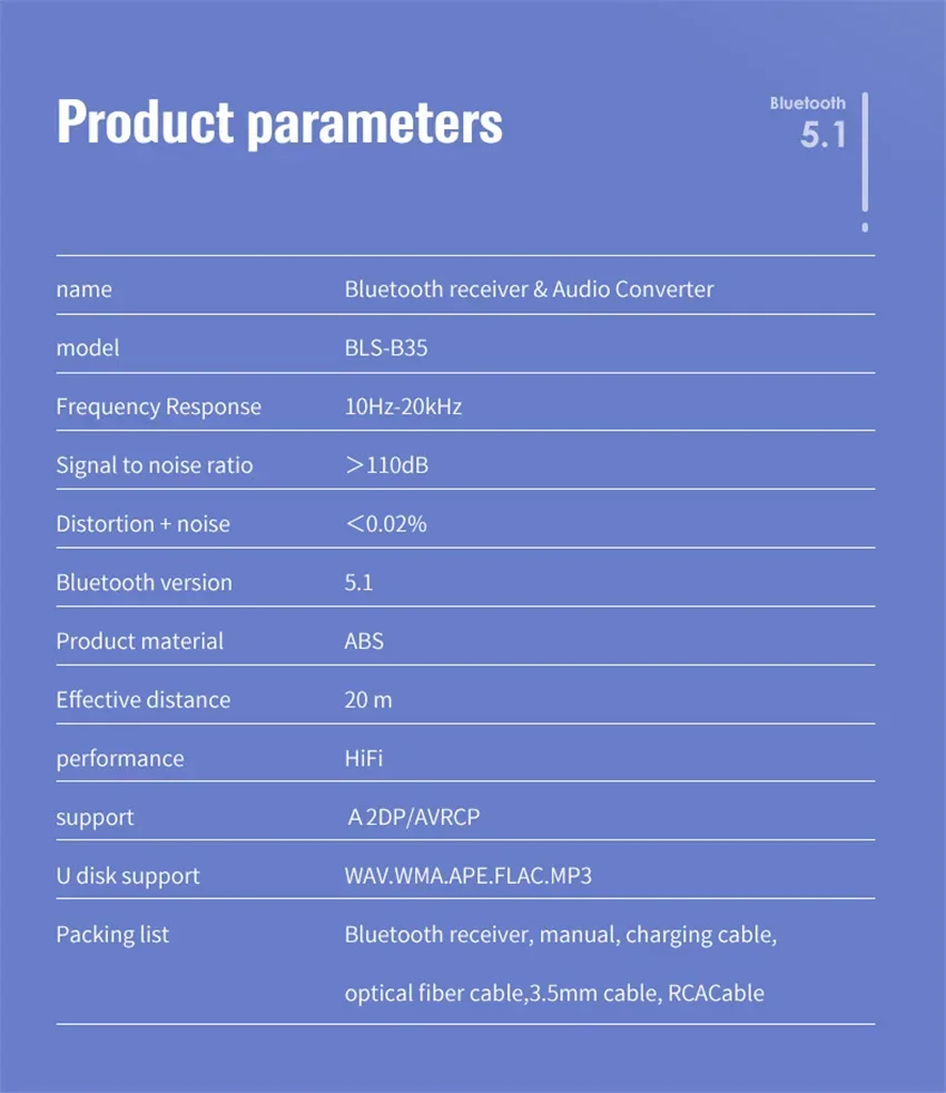 DAC Bluetooth 5.1 récepteur Audio convertisseur numérique vers analogique 3.5mm AUX RCA L/R u-disk optique stéréo Hifi 2 en 1 adaptateur sans fil