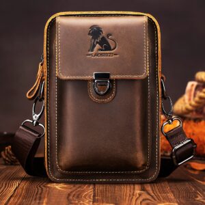 Elin-Sac de taille multifonctionnel en peau de cheval pour homme, couche supérieure en cuir de vachette, sac à bandoulière unique initié, ceinture de téléphone