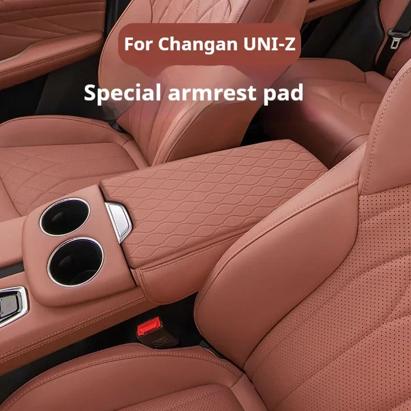 Housse de protection pour boîte d'accoudoir de voiture Changan UNI-Z, en cuir, anti-rayures, Anti-poussière, pour Console centrale, coussin, accessoires d'intérieur de voiture