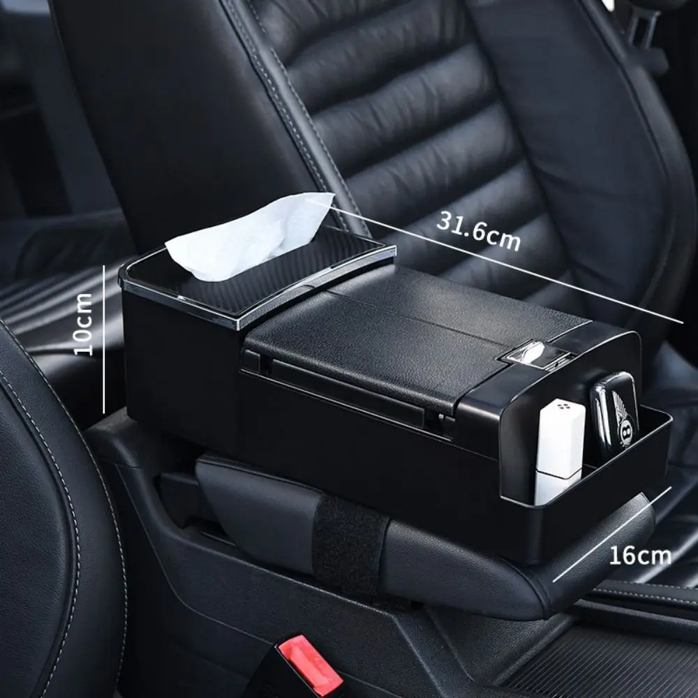 Boîte de rangement d'accoudoir de voiture résistante à l'usure, avec porte-gobelet, fente pour carte, Console centrale, coussin d'accoudoir, boîte à mouchoirs à ouverture en un clic