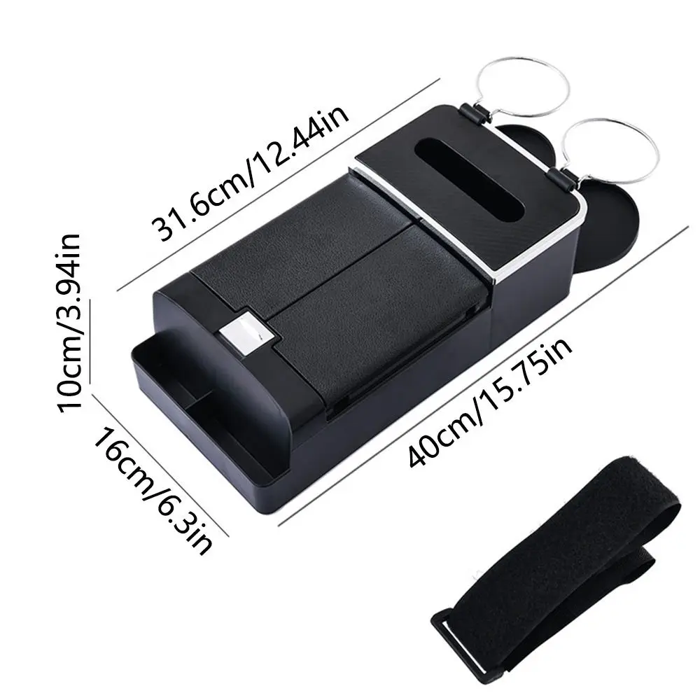 Boîte de rangement d'accoudoir de voiture résistante à l'usure, avec porte-gobelet, fente pour carte, Console centrale, coussin d'accoudoir, boîte à mouchoirs à ouverture en un clic