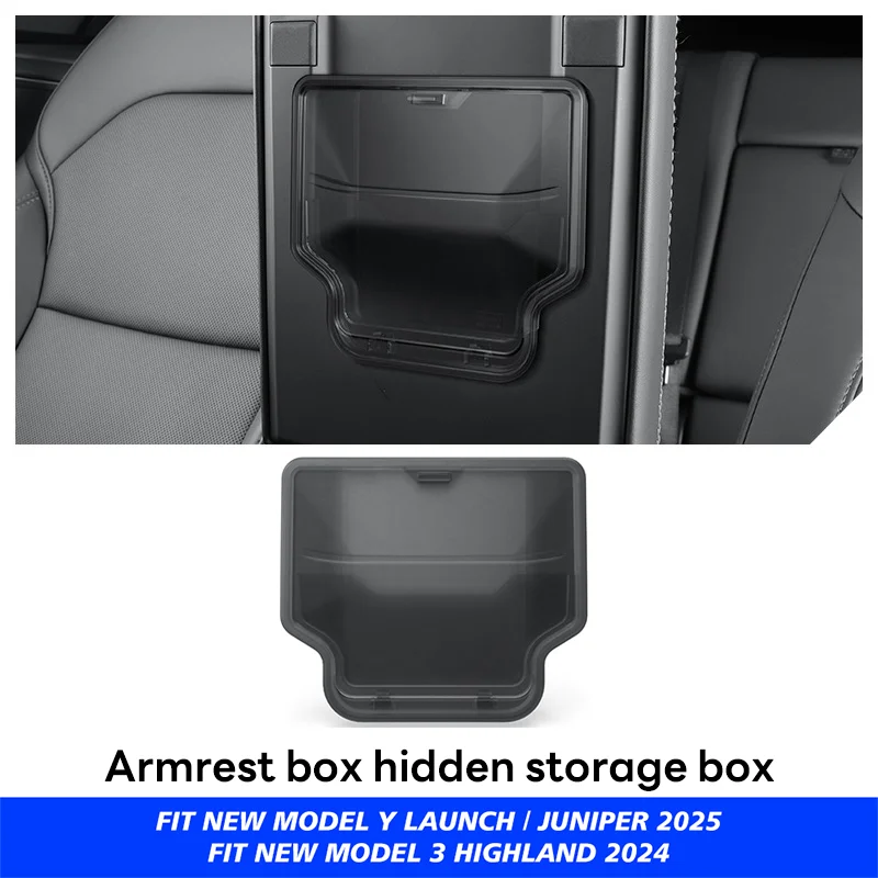 Pour Tesla nouveau modèle Y 2025 lancement jépine ABS avec tapis antidérapant en Silicone Console et accoudoir boîte de rangement tasse d'eau supérieure et inférieure