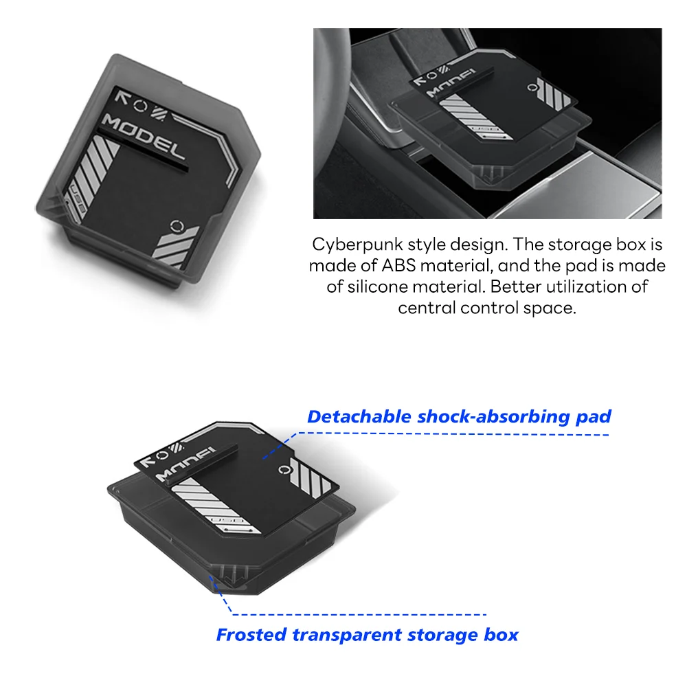 Pour Tesla nouveau modèle Y 2025 lancement jépine ABS avec tapis antidérapant en Silicone Console et accoudoir boîte de rangement tasse d'eau supérieure et inférieure