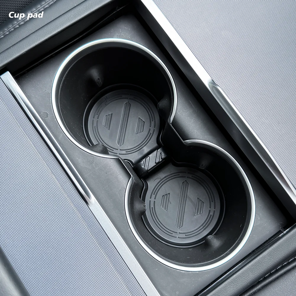 Pour Tesla nouveau modèle Y 2025 lancement jépine ABS avec tapis antidérapant en Silicone Console et accoudoir boîte de rangement tasse d'eau supérieure et inférieure