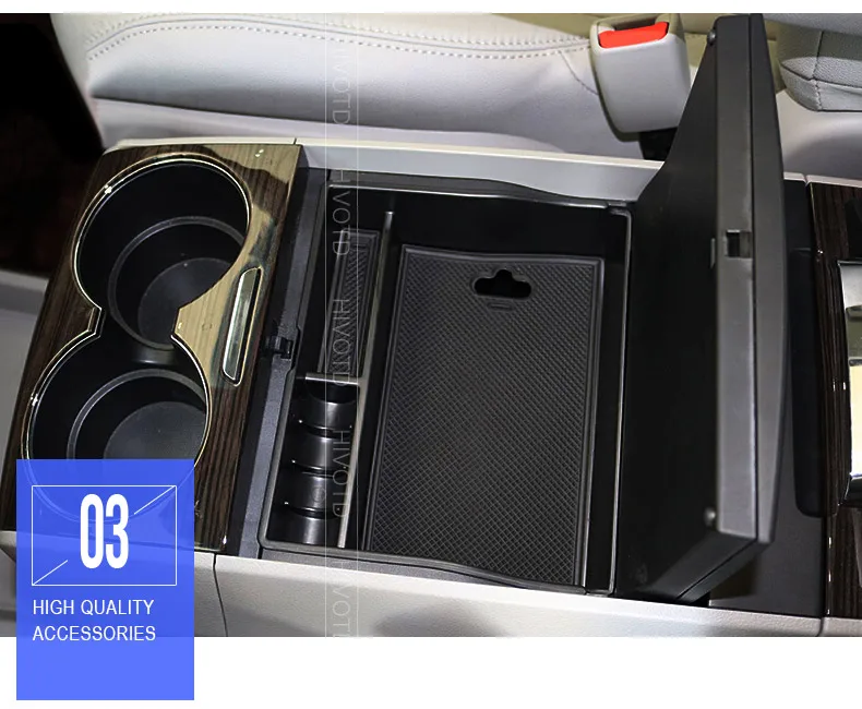 Hivotd pour Toyota Sienna accessoires accoudoir Central boîte de rangement conteneur organisateur intérieur plateau de rangement style de voiture 2011-2018