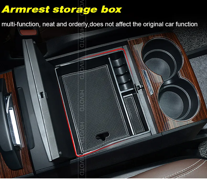 Hivotd pour Toyota Sienna accessoires accoudoir Central boîte de rangement conteneur organisateur intérieur plateau de rangement style de voiture 2011-2018