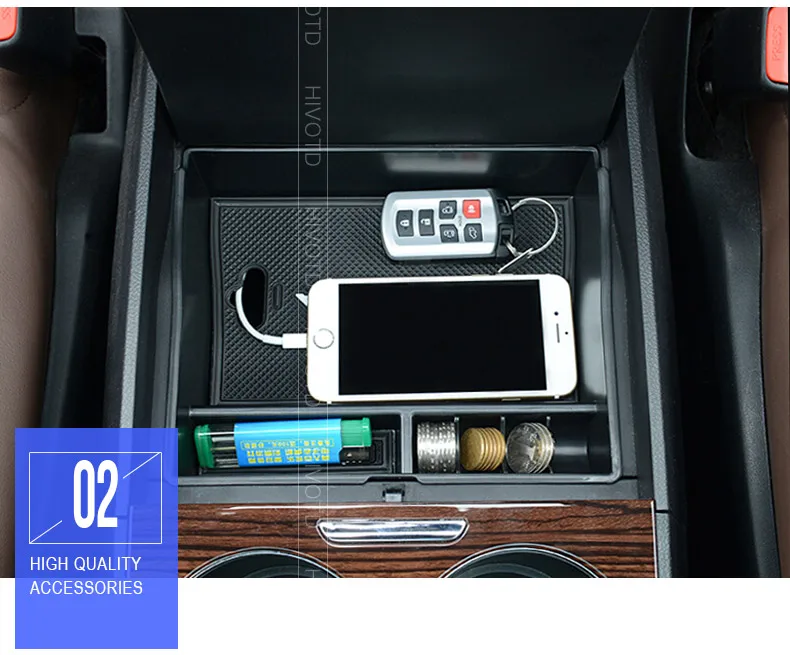 Hivotd pour Toyota Sienna accessoires accoudoir Central boîte de rangement conteneur organisateur intérieur plateau de rangement style de voiture 2011-2018