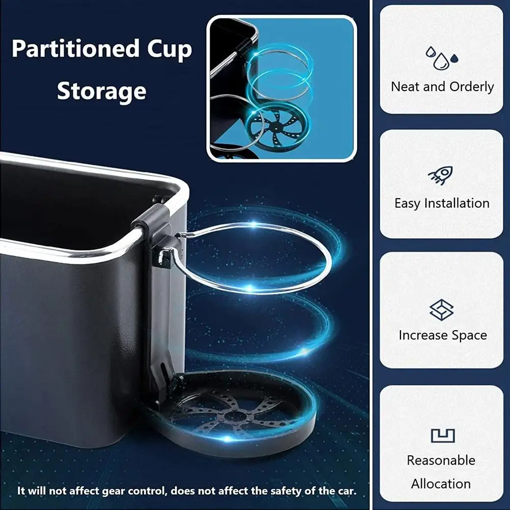 Organisateurs d'accoudoir de console de voiture, boîte de rangement pour voiture, rangement intérieur, accessoires de rangement pour téléphone, tasse à mouchoirs