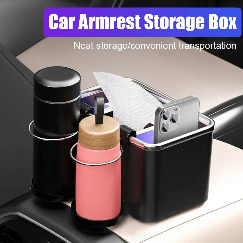Organisateurs d'accoudoir de console de voiture, boîte de rangement pour voiture, rangement intérieur, accessoires de rangement pour téléphone, tasse à mouchoirs