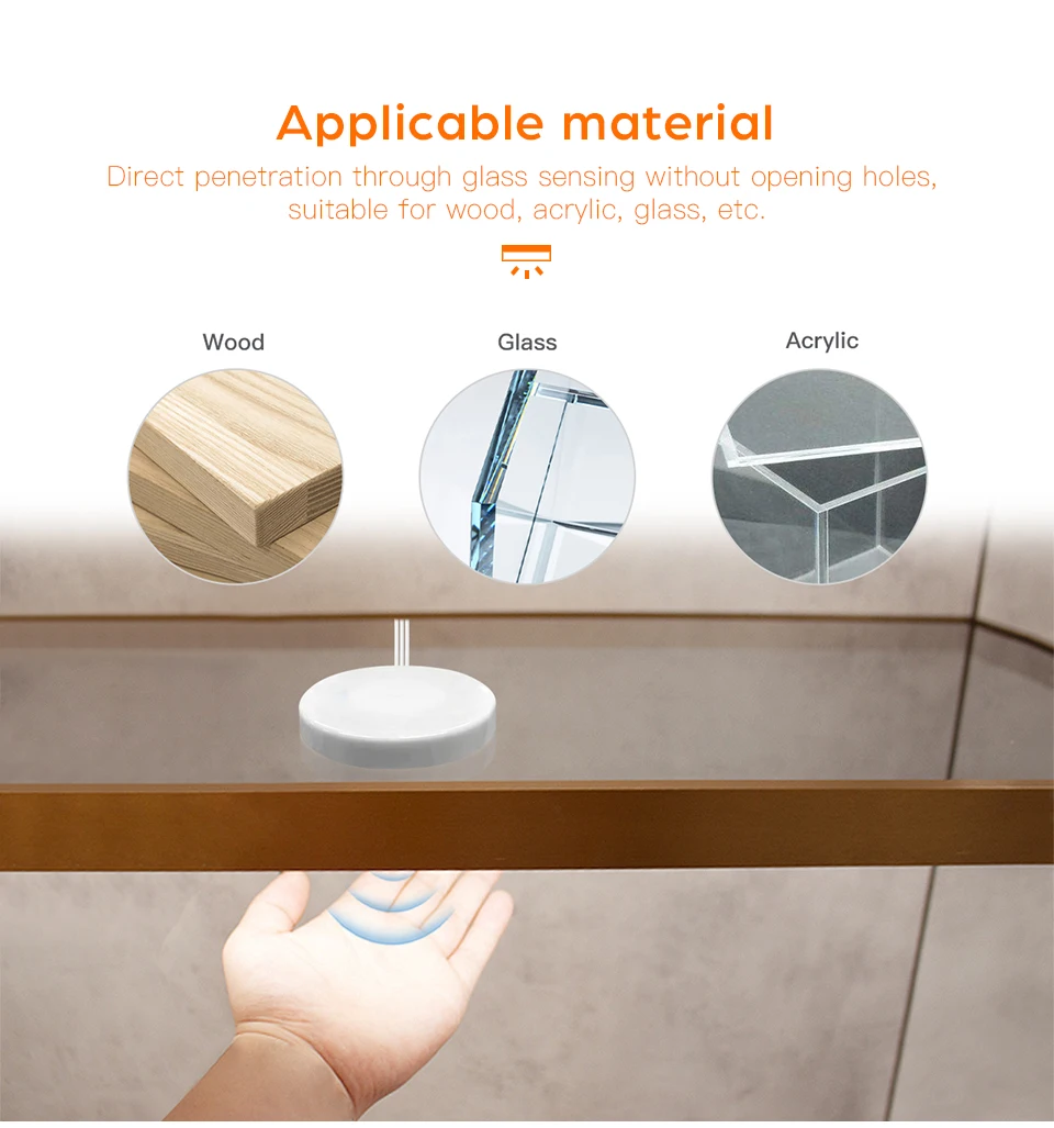 Capteur tactile de mouvement LED lumières sans fil lumière pénétrable bois aluminium barre lumineuse armoire garde-robe lampe rétro-éclairage pour cuisine