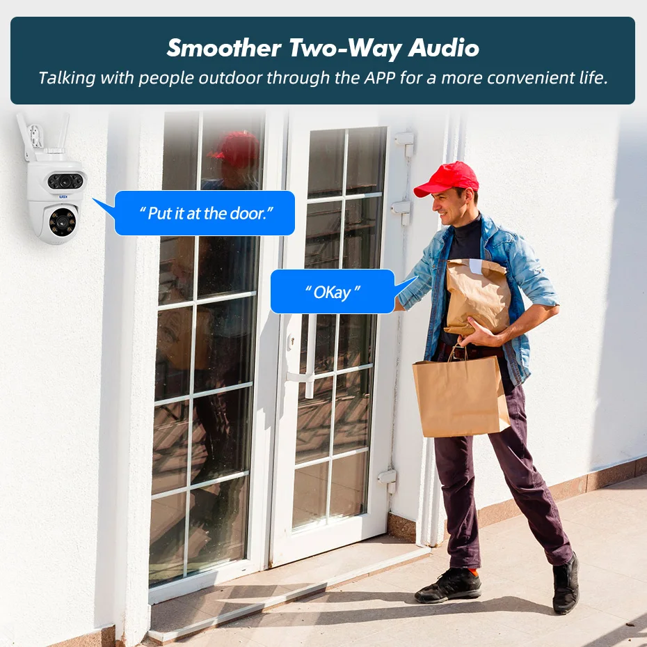 KERUI Extérieur 10MP 5K HD Double Objectif WiFi Caméra IP Tuya Smart PTZ Sans Fil Sécurité Domestique CCTV Vidéosurveillance Détection Humaine