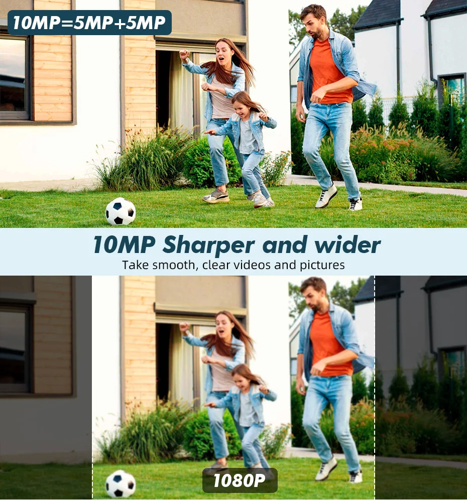 KERUI Extérieur 10MP 5K HD Double Objectif WiFi Caméra IP Tuya Smart PTZ Sans Fil Sécurité Domestique CCTV Vidéosurveillance Détection Humaine