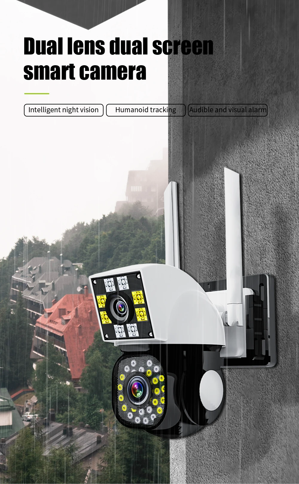 Neye-Caméra de surveillance extérieure IP WiFi HD 8MP/4K, dispositif de sécurité sans fil, avec lentille 1080p, pour les touristes