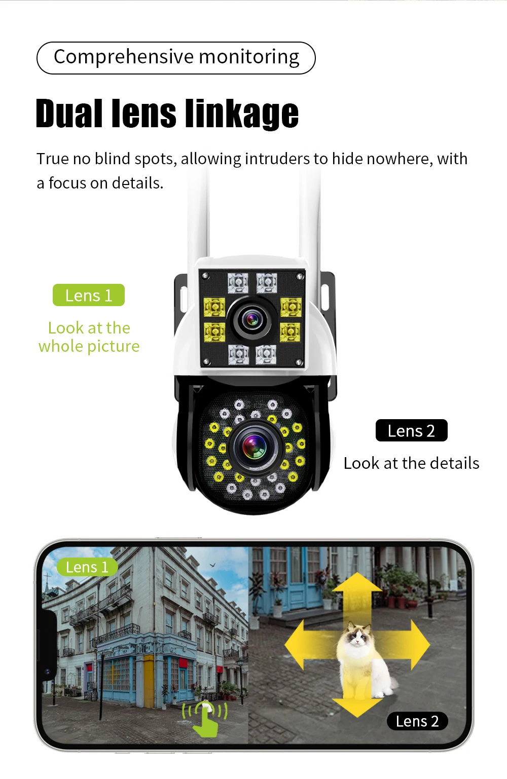 Neye-Caméra de surveillance extérieure IP WiFi HD 8MP/4K, dispositif de sécurité sans fil, avec lentille 1080p, pour les touristes