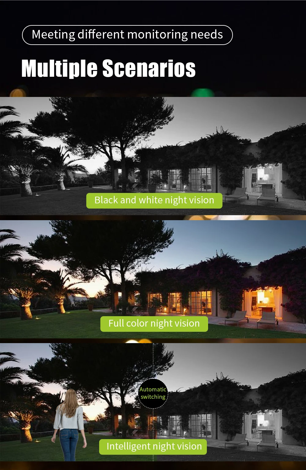 Neye-Caméra de surveillance extérieure IP WiFi HD 8MP/4K, dispositif de sécurité sans fil, avec lentille 1080p, pour les touristes