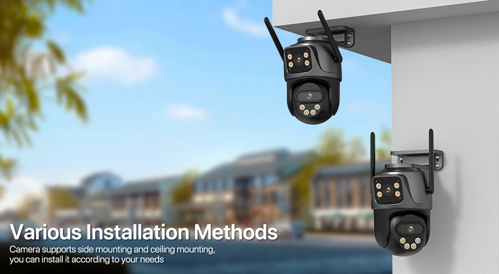 4K 8MP PTZ WIFI caméra double objectif double écran caméra IP extérieure 4MP HD suivi automatique Protection de sécurité CCTV Surveillance iCSee