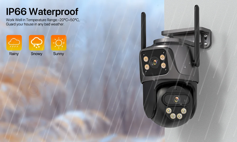 4K 8MP PTZ WIFI caméra double objectif double écran caméra IP extérieure 4MP HD suivi automatique Protection de sécurité CCTV Surveillance iCSee