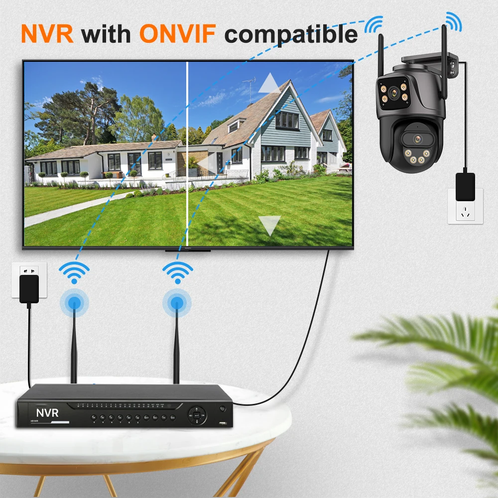 4K 8MP PTZ WIFI caméra double objectif double écran caméra IP extérieure 4MP HD suivi automatique Protection de sécurité CCTV Surveillance iCSee