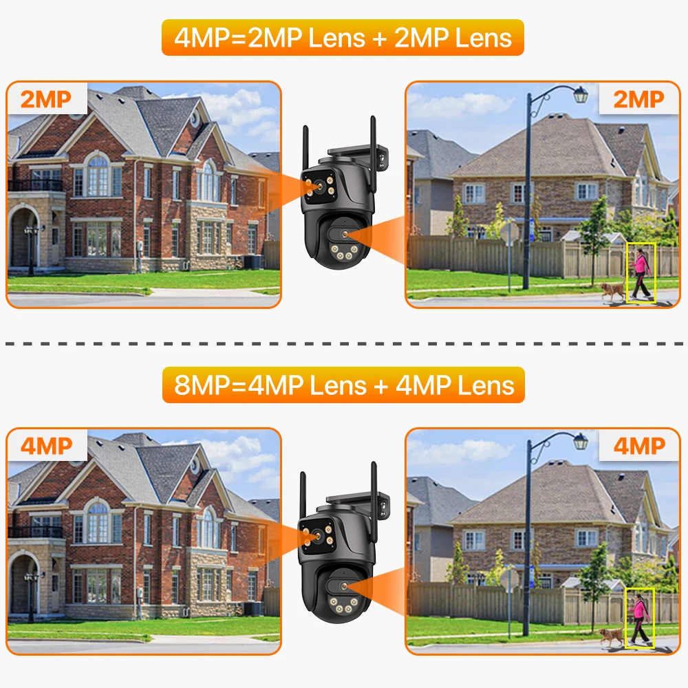 4K 8MP PTZ WIFI caméra double objectif double écran caméra IP extérieure 4MP HD suivi automatique Protection de sécurité CCTV Surveillance iCSee