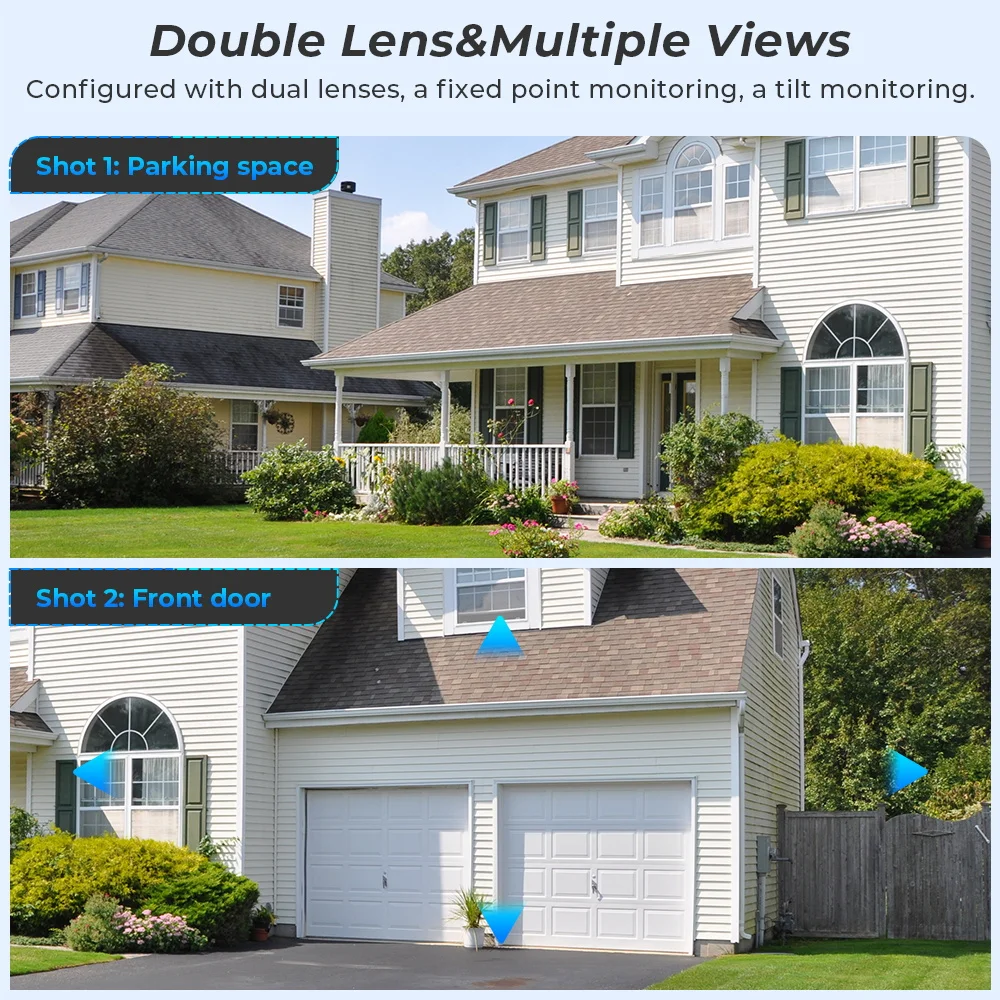 BESDER-Caméra de surveillance extérieure PTZ IP WiFi 4K 8MP/4K, dispositif de sécurité sans fil, avec lentilles, détection humaine, audio et application O-Kam Pro