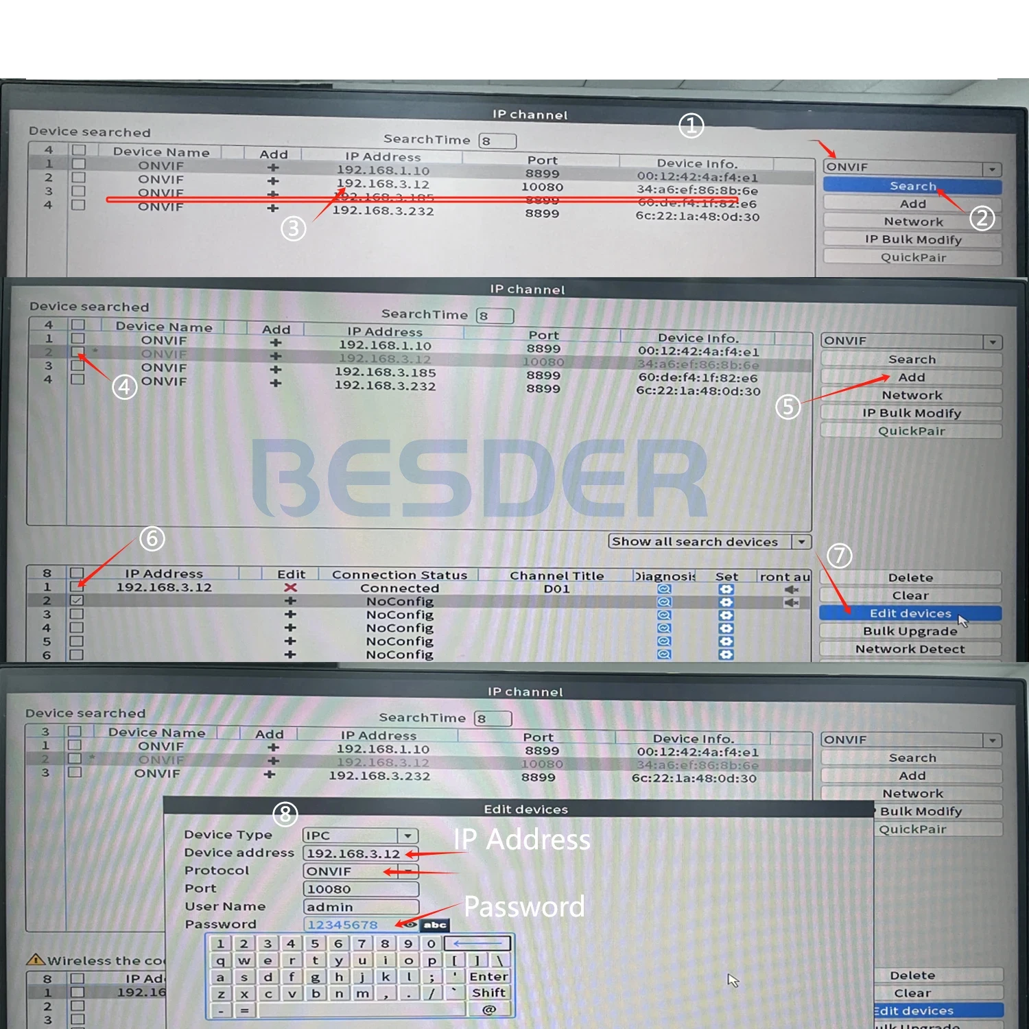 BESDER-Caméra de surveillance extérieure PTZ IP WiFi 4K 8MP/4K, dispositif de sécurité sans fil, avec lentilles, détection humaine, audio et application O-Kam Pro