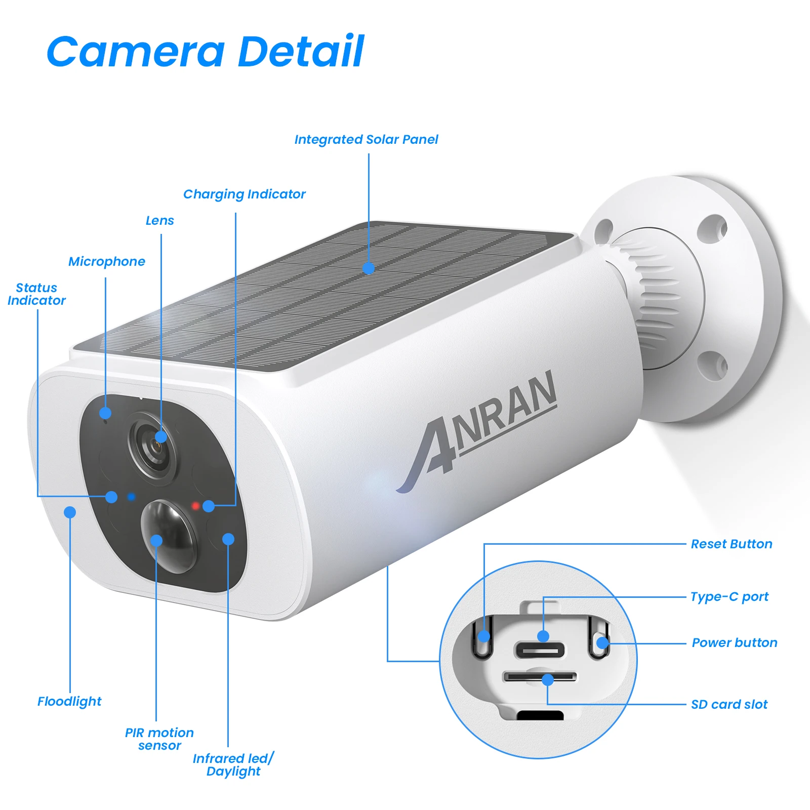 ANRAN 2/3/4 pièces caméra WIFI sans fil extérieure 2.4G 3MP batterie caméra de sécurité solaire projecteur couleur Vision nocturne alarme locale