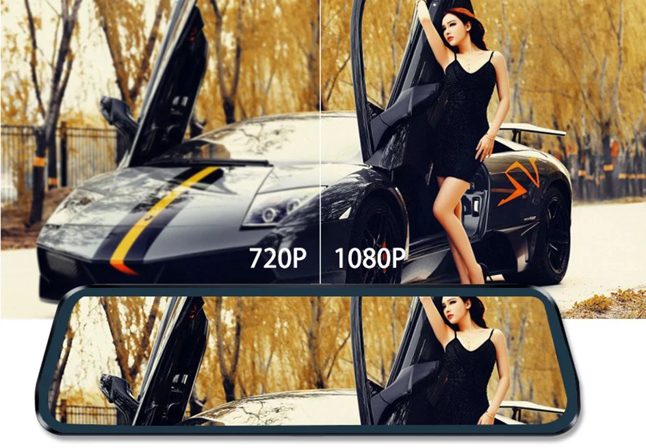 Écran Tactile Enregistreur Vidéo Rétroviseur cam 1440P GPS Wifi 24H Parking DVR Black Box