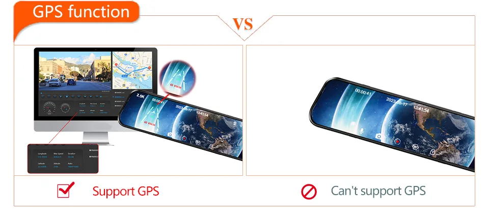 Écran Tactile Enregistreur Vidéo Rétroviseur cam 1440P GPS Wifi 24H Parking DVR Black Box Écran Tactile Enregistreur Vidéo Rétroviseur cam 1440P GPS Wifi 24H Parking DVR Black Box