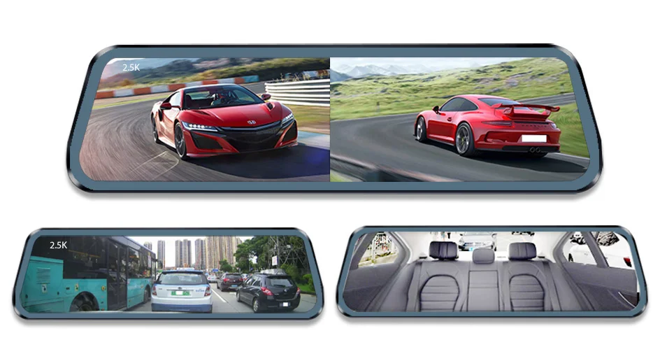 Écran Tactile Enregistreur Vidéo Rétroviseur cam 1440P GPS Wifi 24H Parking DVR Black Box