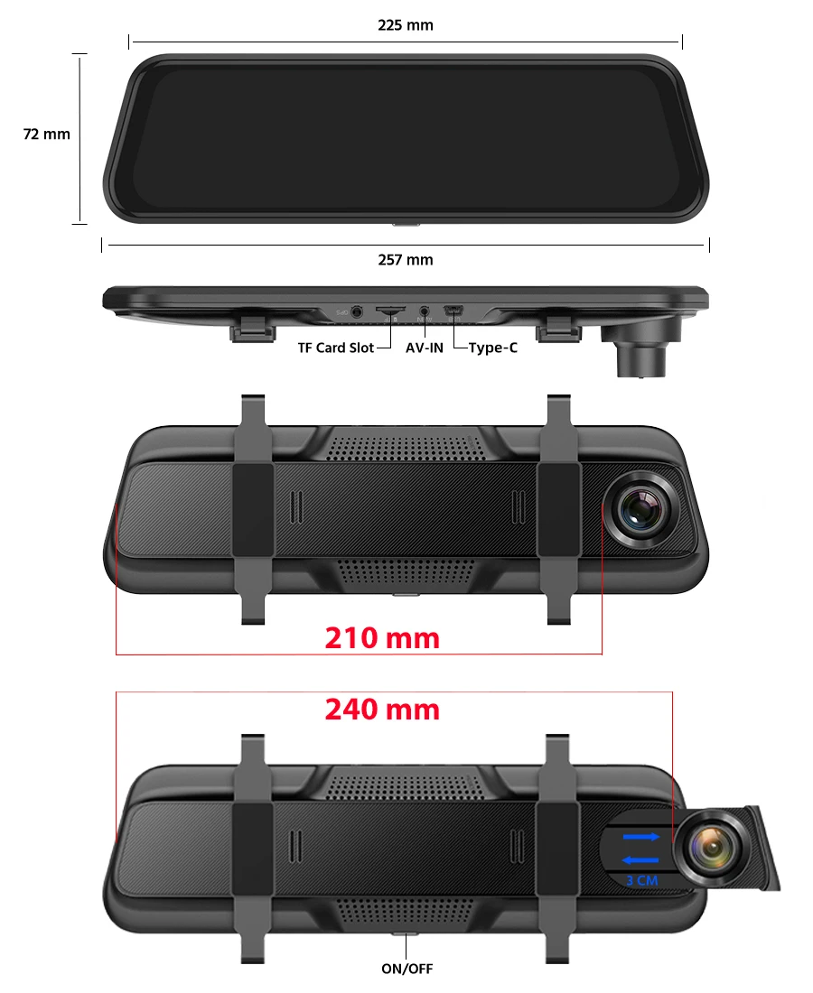 Écran Tactile Enregistreur Vidéo Rétroviseur cam 1440P GPS Wifi 24H Parking DVR Black Box