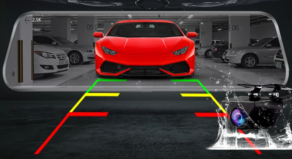 Écran Tactile Enregistreur Vidéo Rétroviseur cam 1440P GPS Wifi 24H Parking DVR Black Box