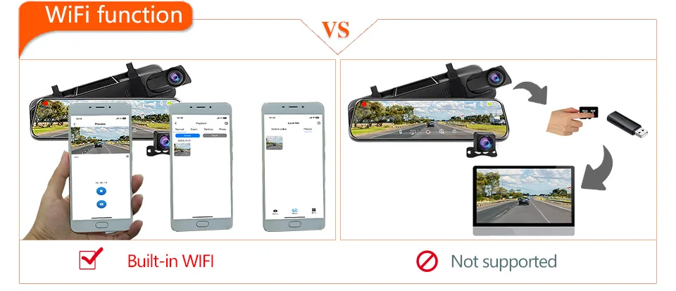 Écran Tactile Enregistreur Vidéo Rétroviseur cam 1440P GPS Wifi 24H Parking DVR Black Box Écran Tactile Enregistreur Vidéo Rétroviseur cam 1440P GPS Wifi 24H Parking DVR Black Box