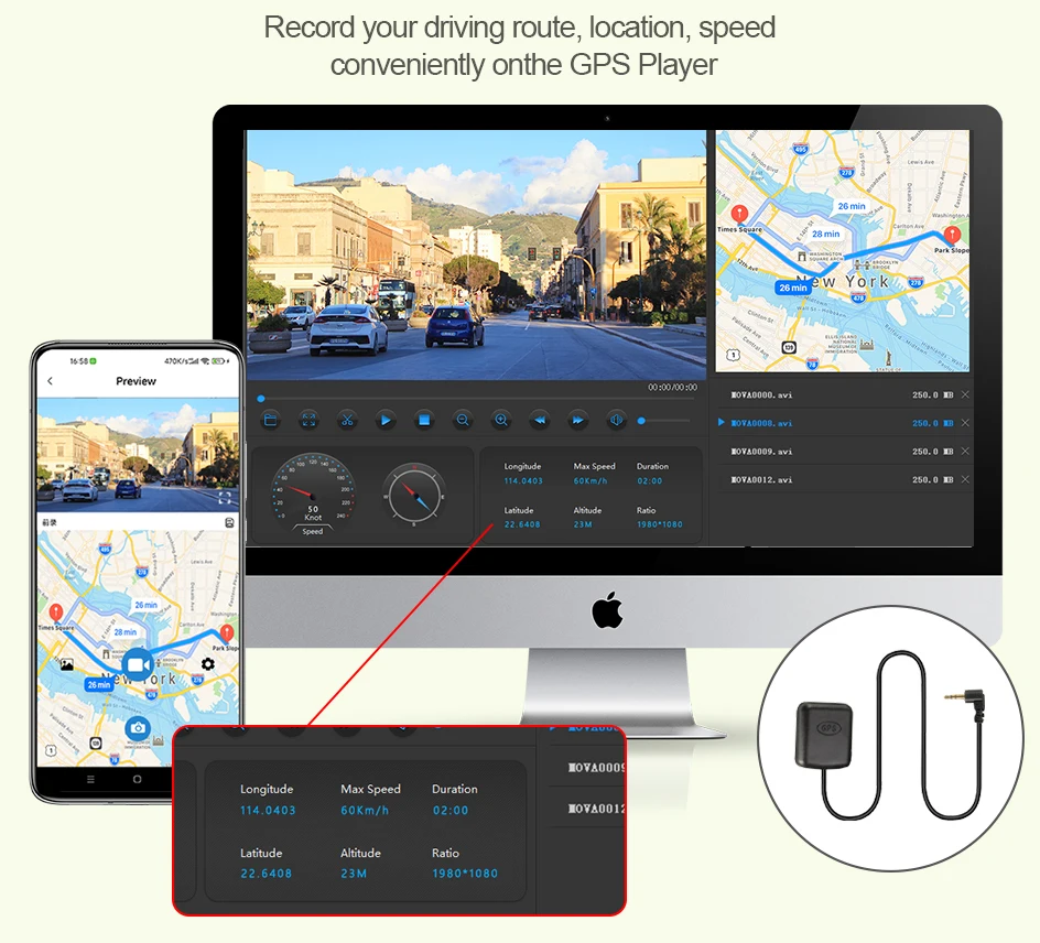 Écran Tactile Enregistreur Vidéo Rétroviseur cam 1440P GPS Wifi 24H Parking DVR Black Box