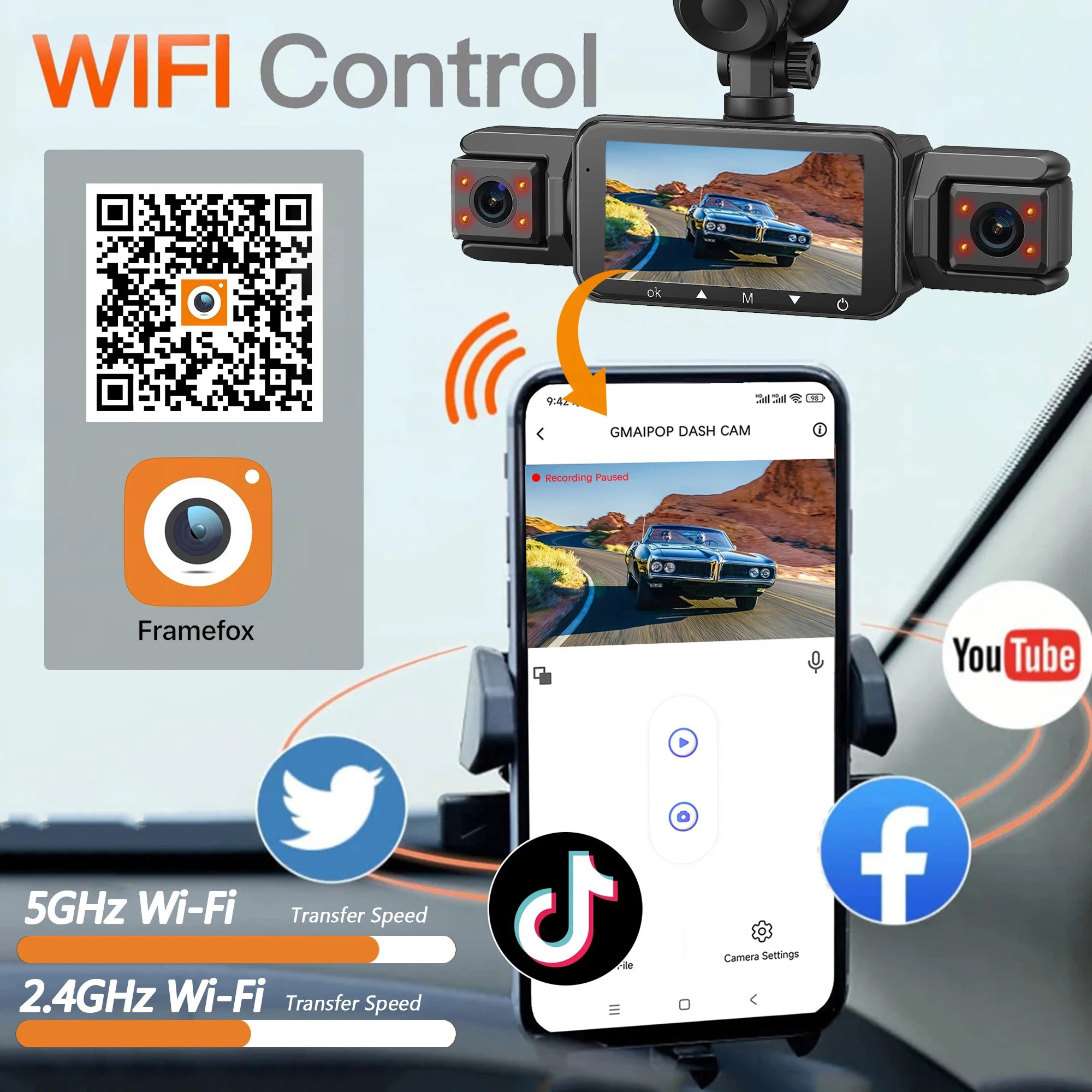 Dashcam pour voitures 4 canaux boîte noire WiFi caméra de conduite FHD 1080P Vision nocturne enregistrement en boucle ajouter kit de fil dur accessoires de voiture Dashcam pour voitures 4 canaux boîte noire WiFi caméra de conduite FHD 1080P Vision nocturne enregistrement en boucle ajouter kit de fil dur accessoires de voiture