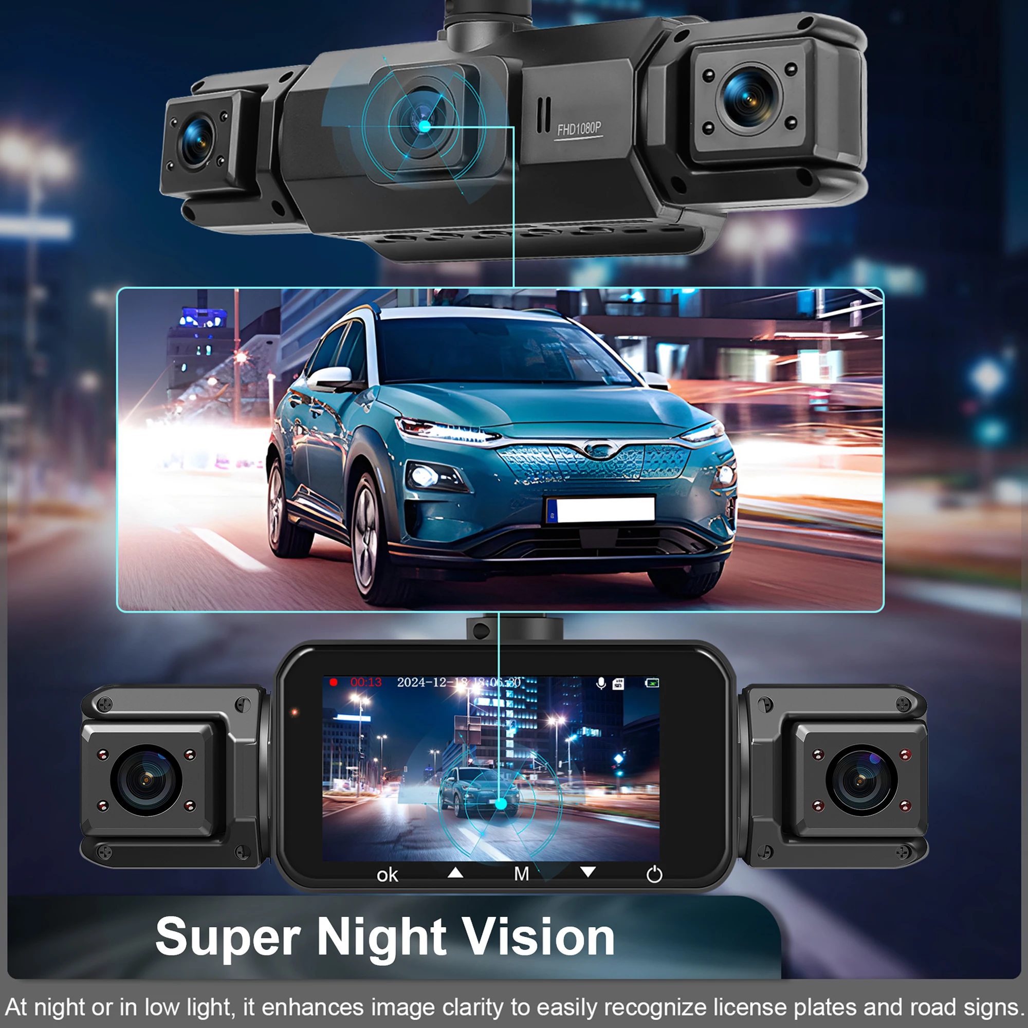 Dashcam pour voitures 4 canaux boîte noire WiFi caméra de conduite FHD 1080P Vision nocturne enregistrement en boucle ajouter kit de fil dur accessoires de voiture Dashcam pour voitures 4 canaux boîte noire WiFi caméra de conduite FHD 1080P Vision nocturne enregistrement en boucle ajouter kit de fil dur accessoires de voiture
