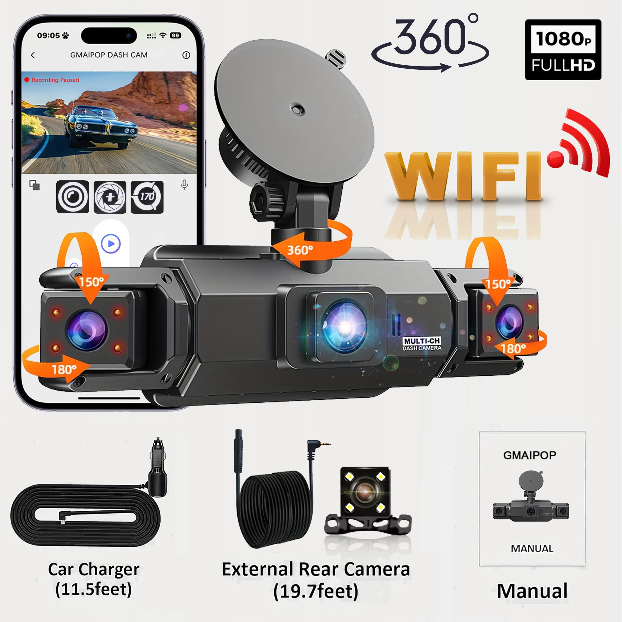 WiFi 4Ch Dash Cam
