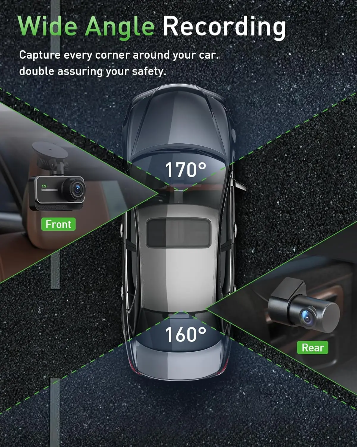 DashCam 4K WiFi caméra d'enregistrement de voiture DVR enregistreur vidéo boîte noire avant et arrière double canaux 24H Mode de stationnement HD Vision nocturne