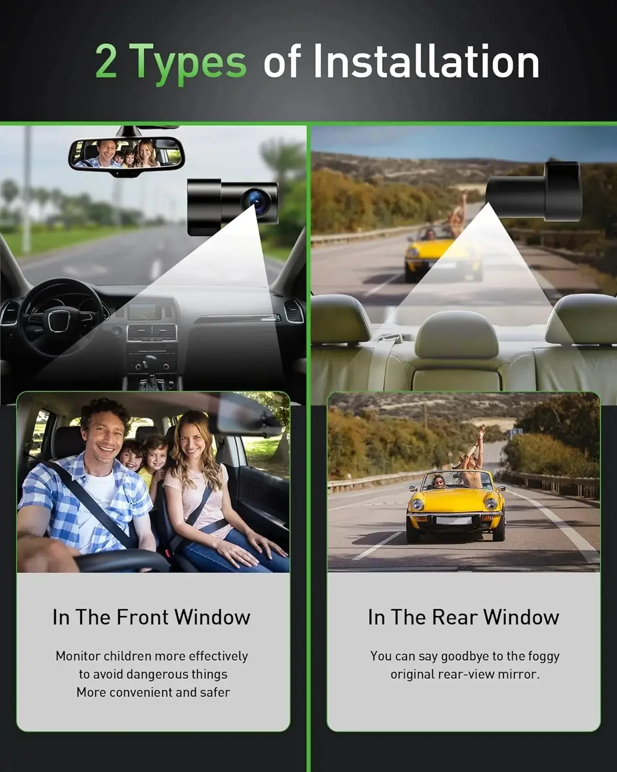 DashCam 4K WiFi caméra d'enregistrement de voiture DVR enregistreur vidéo boîte noire avant et arrière double canaux 24H Mode de stationnement HD Vision nocturne