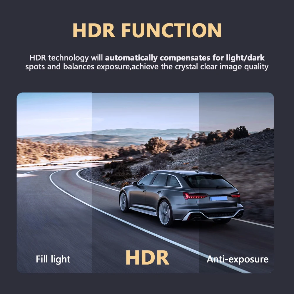 DashCam 4K WiFi caméra d'enregistrement de voiture DVR enregistreur vidéo boîte noire avant et arrière double canaux 24H Mode de stationnement HD Vision nocturne