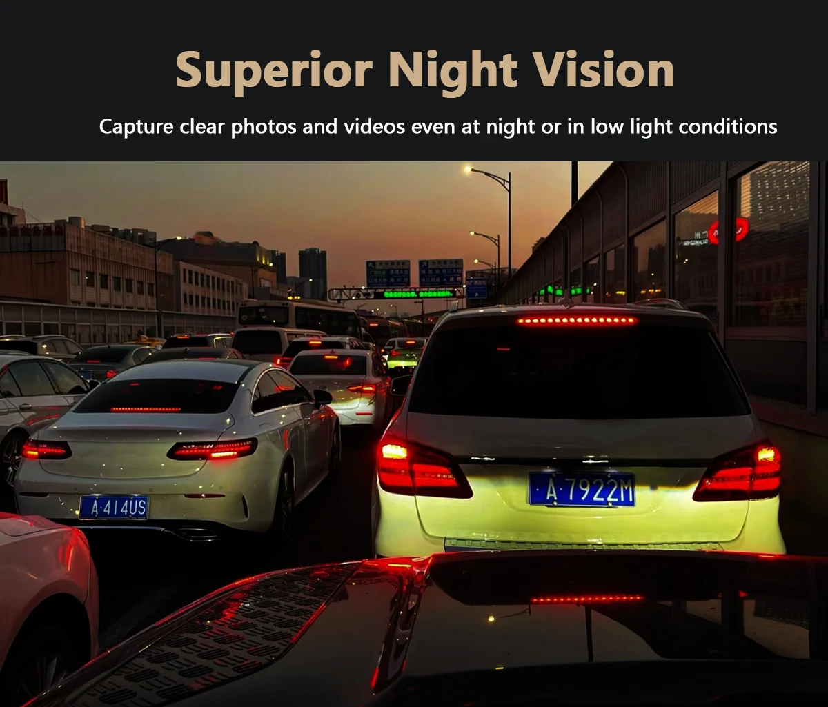 DashCam 4K WiFi caméra d'enregistrement de voiture DVR enregistreur vidéo boîte noire avant et arrière double canaux 24H Mode de stationnement HD Vision nocturne