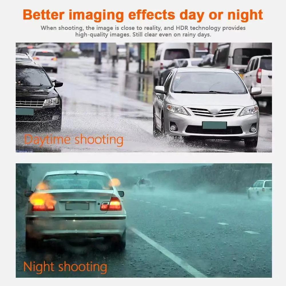 DashCam 4K WiFi caméra d'enregistrement de voiture DVR enregistreur vidéo boîte noire avant et arrière double canaux 24H Mode de stationnement HD Vision nocturne