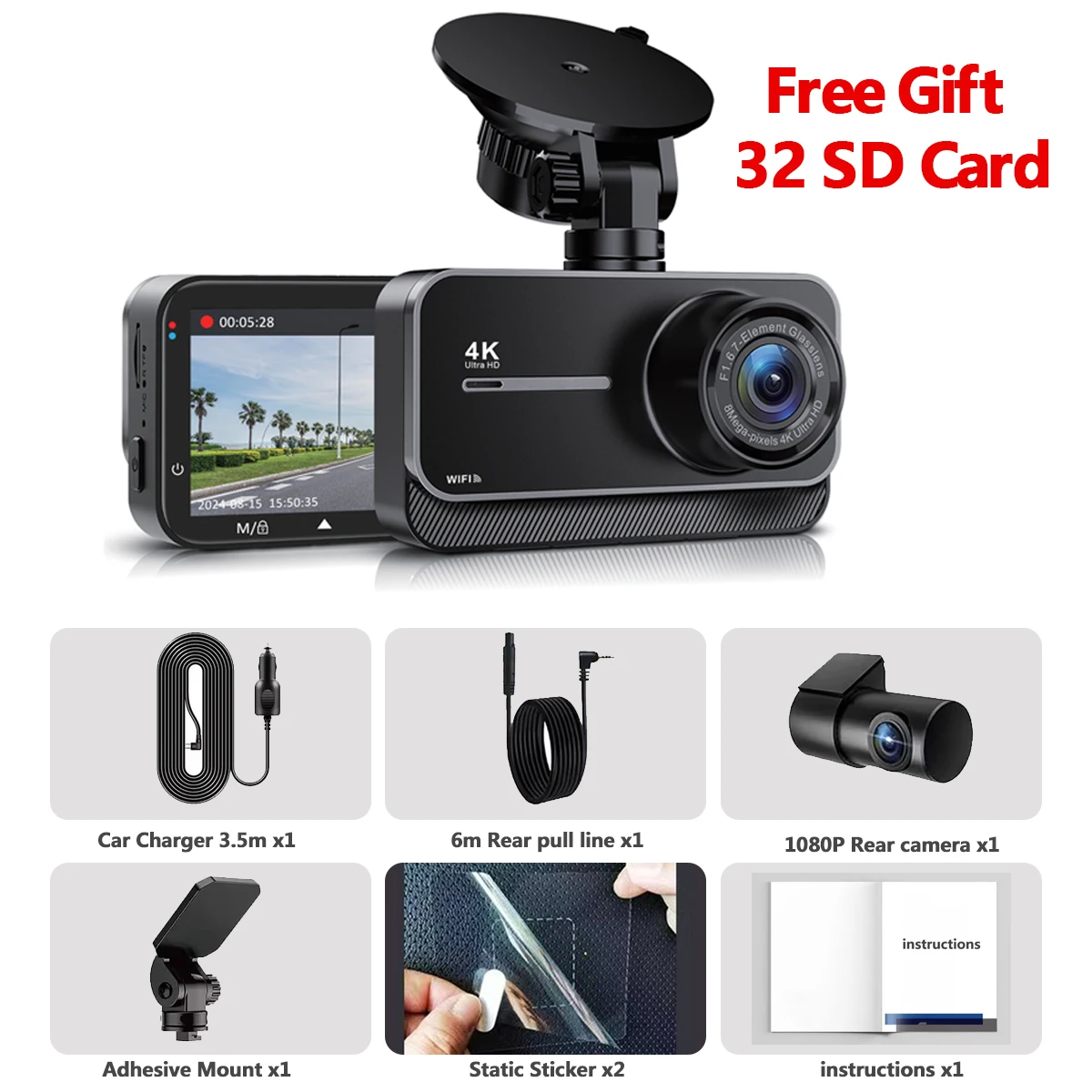 4K WiFi Dash Cam