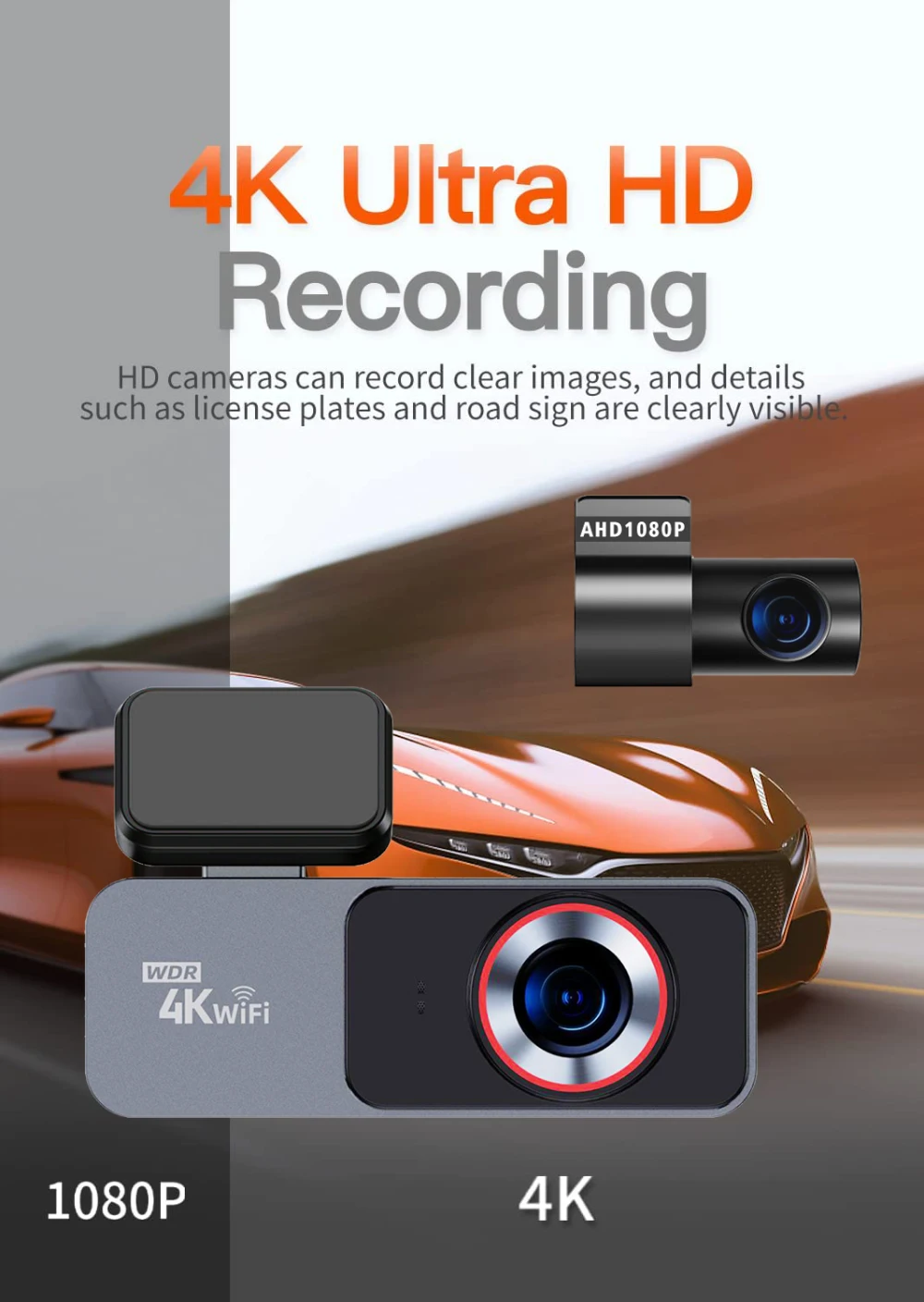 Caméra de tableau de bord 4K 3840x2160P, DVR, WIFI, GPS, Mini caméra à double objectif, Dashcam avant et arrière, boîte noire, enregistreur de conduite vidéo, Vision nocturne Caméra de tableau de bord 4K 3840x2160P, DVR, WIFI, GPS, Mini caméra à double objectif, Dashcam avant et arrière, boîte noire, enregistreur de conduite vidéo, Vision nocturne