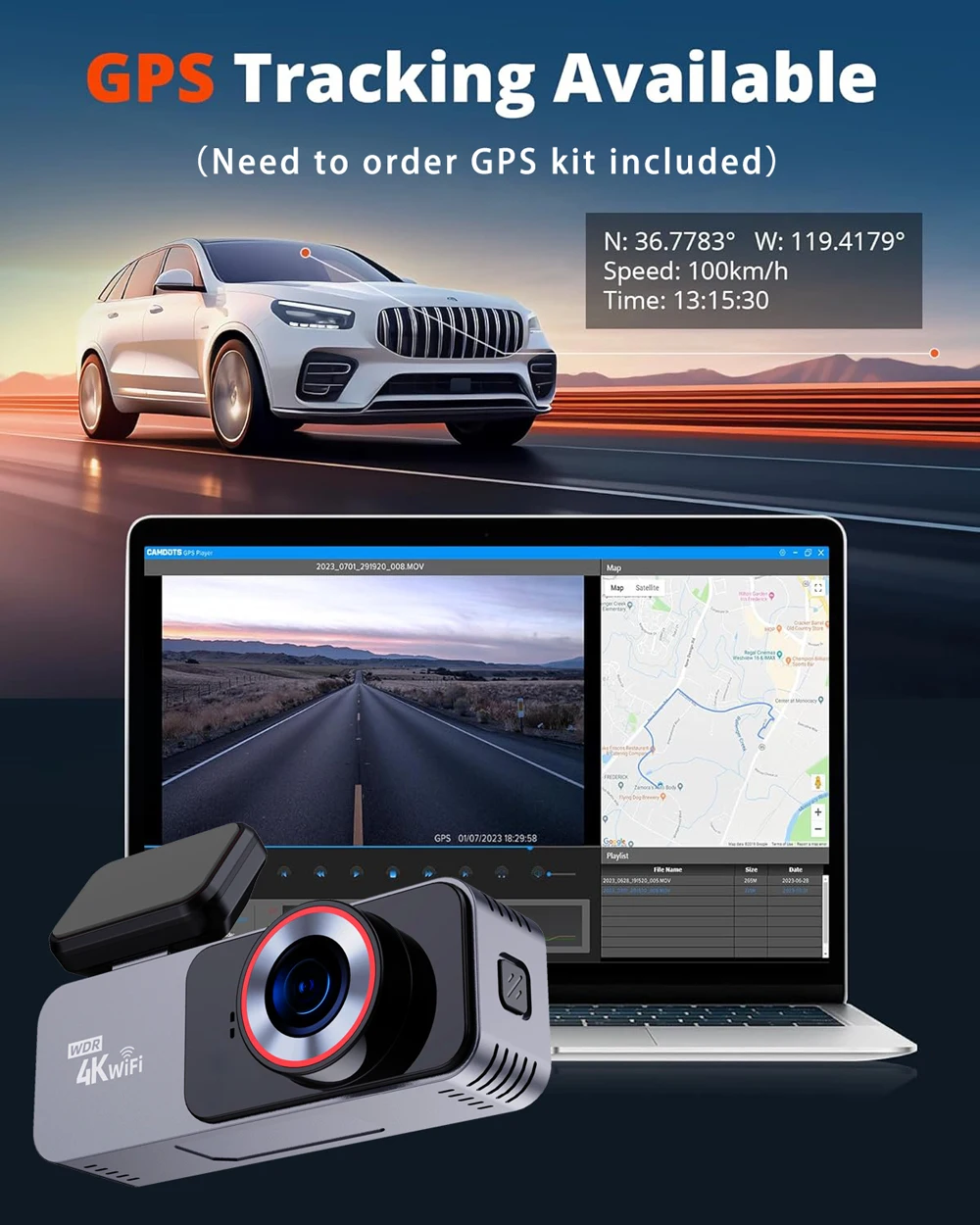 Caméra de tableau de bord 4K 3840x2160P, DVR, WIFI, GPS, Mini caméra à double objectif, Dashcam avant et arrière, boîte noire, enregistreur de conduite vidéo, Vision nocturne Caméra de tableau de bord 4K 3840x2160P, DVR, WIFI, GPS, Mini caméra à double objectif, Dashcam avant et arrière, boîte noire, enregistreur de conduite vidéo, Vision nocturne