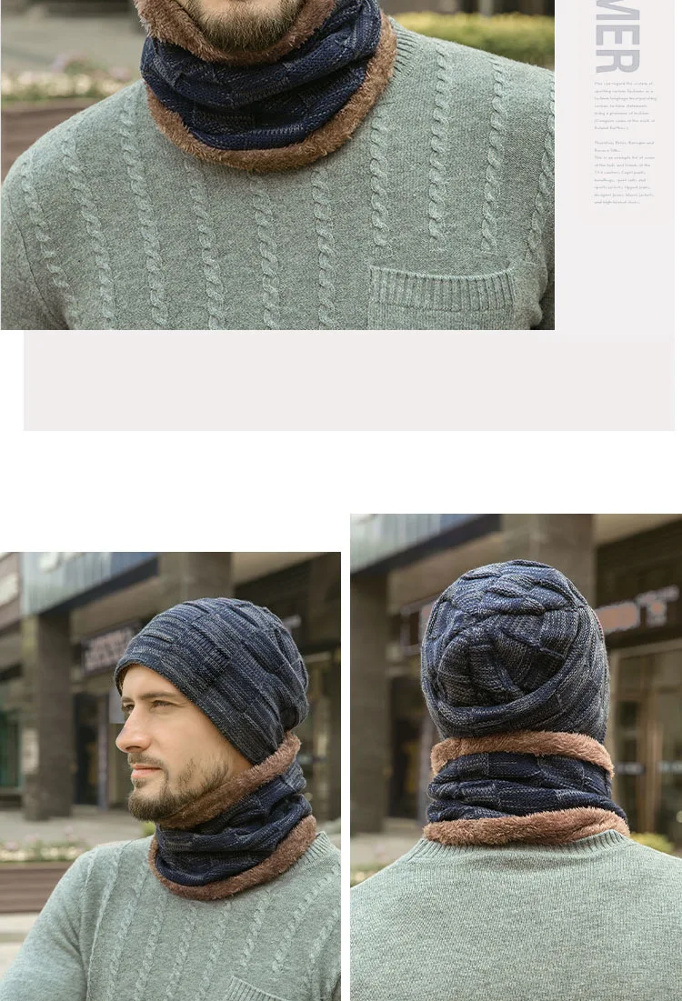 Chapeau d'hiver pour hommes et femmes, pull, écharpe, costume, doublure polaire en velours, bonnet épais et chaud pour enfants, bonnet tricoté