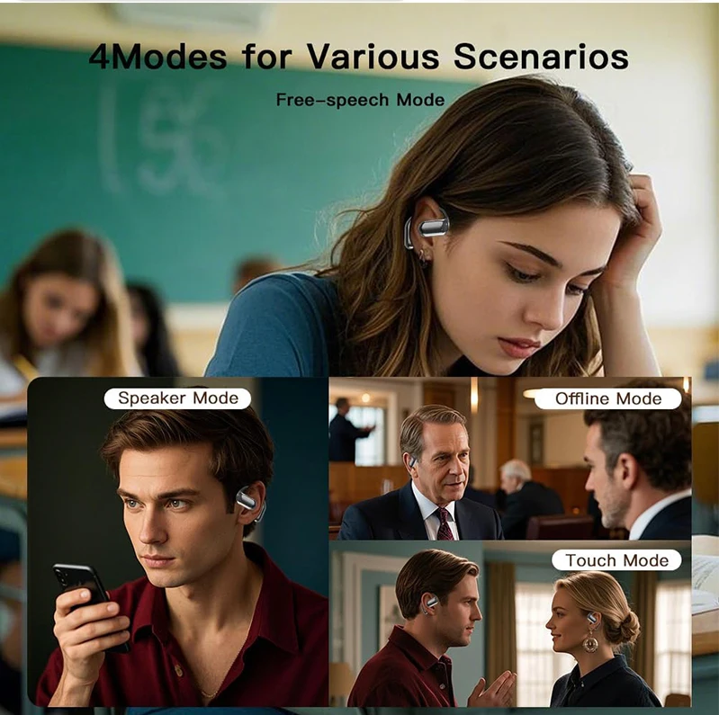 UYUXIO AI traduction de langue écouteurs en temps réel LCD écran tactile oreille ouverte casque sans fil avec 144 langues pour les entreprises